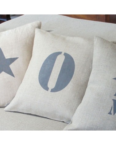 housse coussin lin lettre 40x40 cm