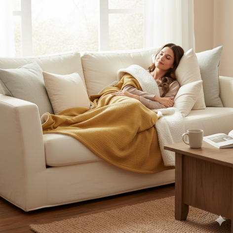 Plaid en gaze de coton et sherpa