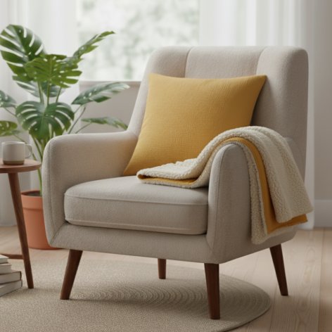 coussin gaze de coton ocre