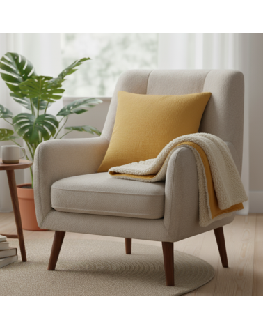 coussin gaze de coton ocre