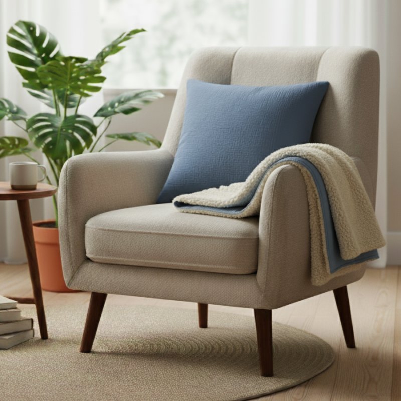 coussin gaze de coton ocre