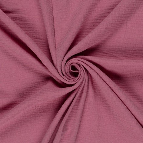 double gaze de coton vieux rose