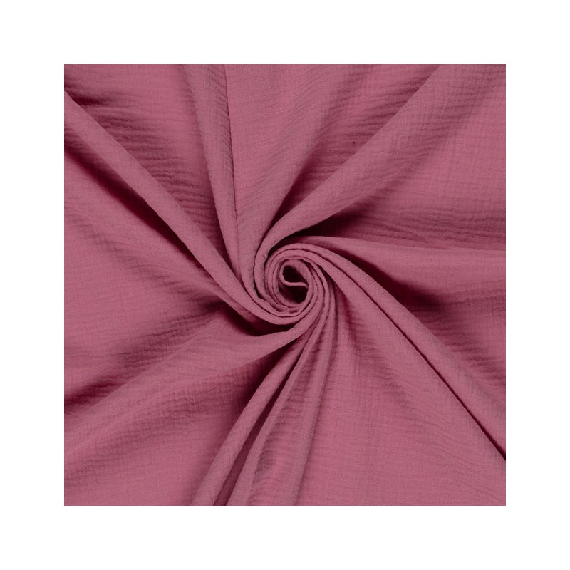 double gaze de coton vieux rose