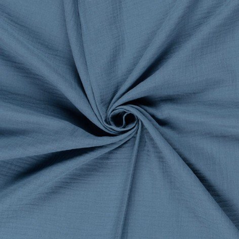 double gaze de coton bleu jean