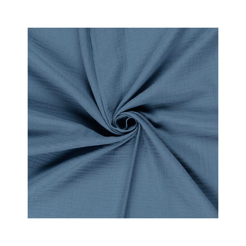 double gaze de coton bleu jean