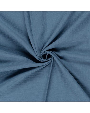 double gaze de coton bleu jean