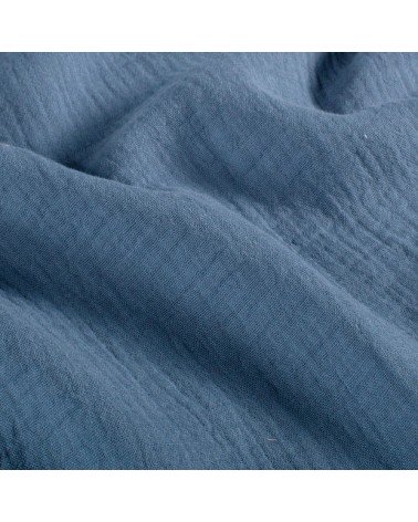 double gaze de coton bleu jean