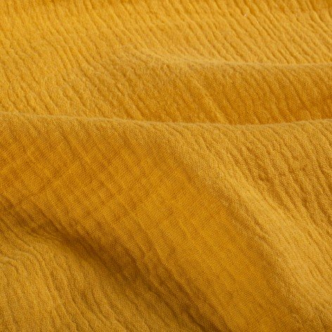 double gaze de coton ocre jaune