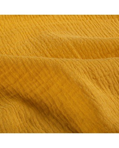 double gaze de coton ocre jaune