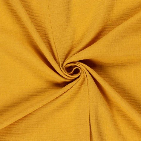 double gaze de coton ocre jaune