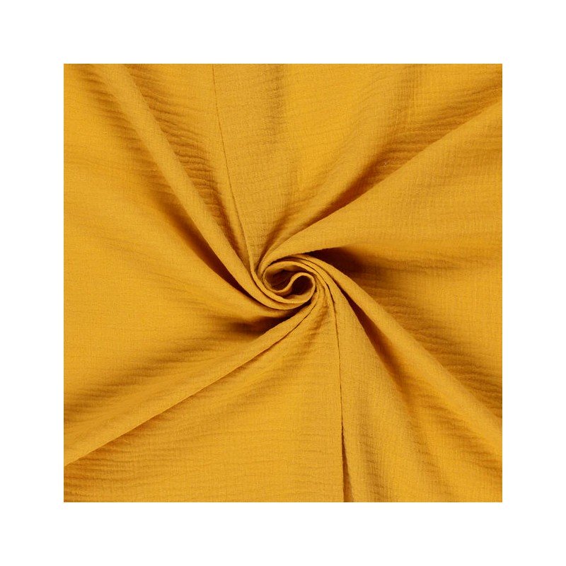 double gaze de coton ocre jaune