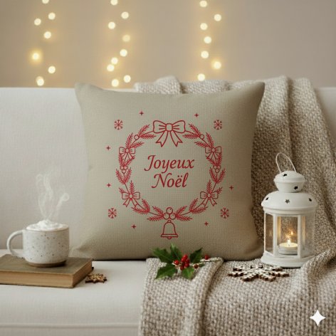 coussin joyeux noël