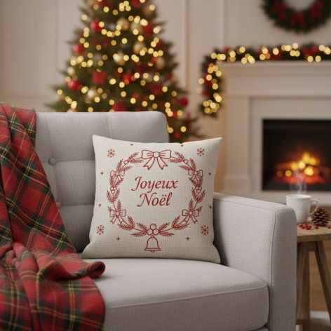 coussin joyeux noël