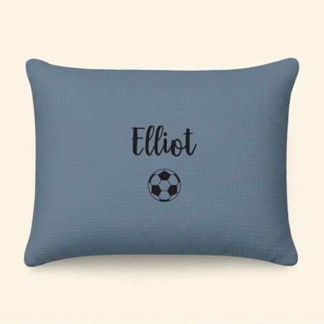 Coussin personnalisé prénom foot - Blue jean