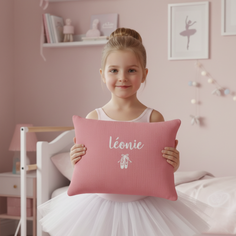 Coussin personnalisé prénom danse - Vieux rose