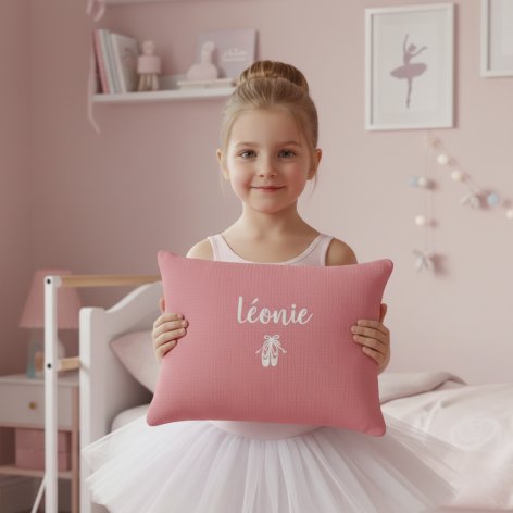 Coussin personnalisé prénom danse - Vieux rose