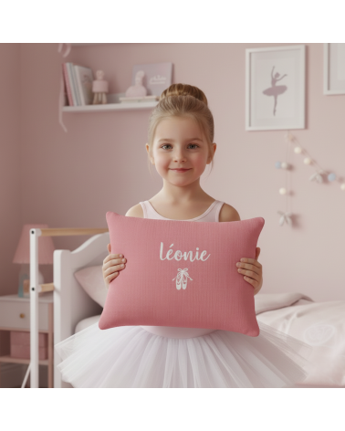 Coussin personnalisé prénom danse - Vieux rose