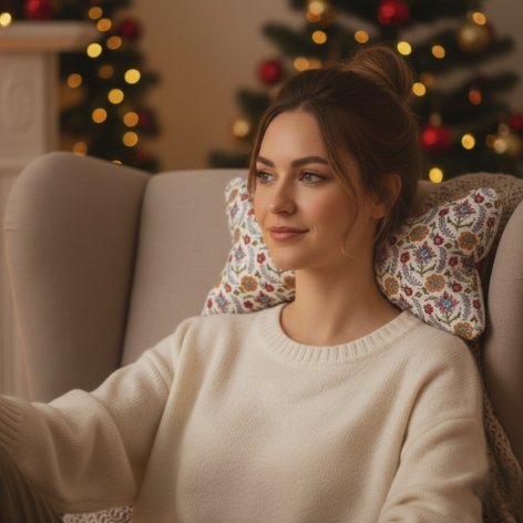 Coussin cale nuque motif fleurs indiennes