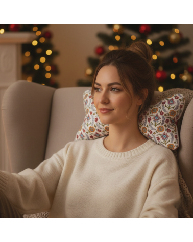 Coussin cale nuque motif fleurs indiennes