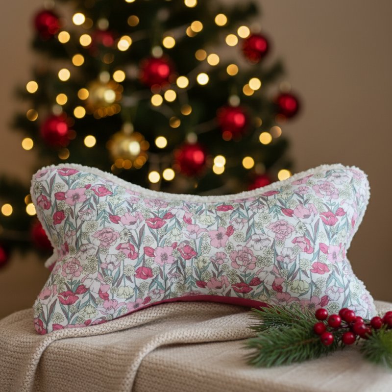 Coussin cale nuque motif fleurs roses