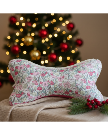 Coussin cale nuque motif fleurs roses