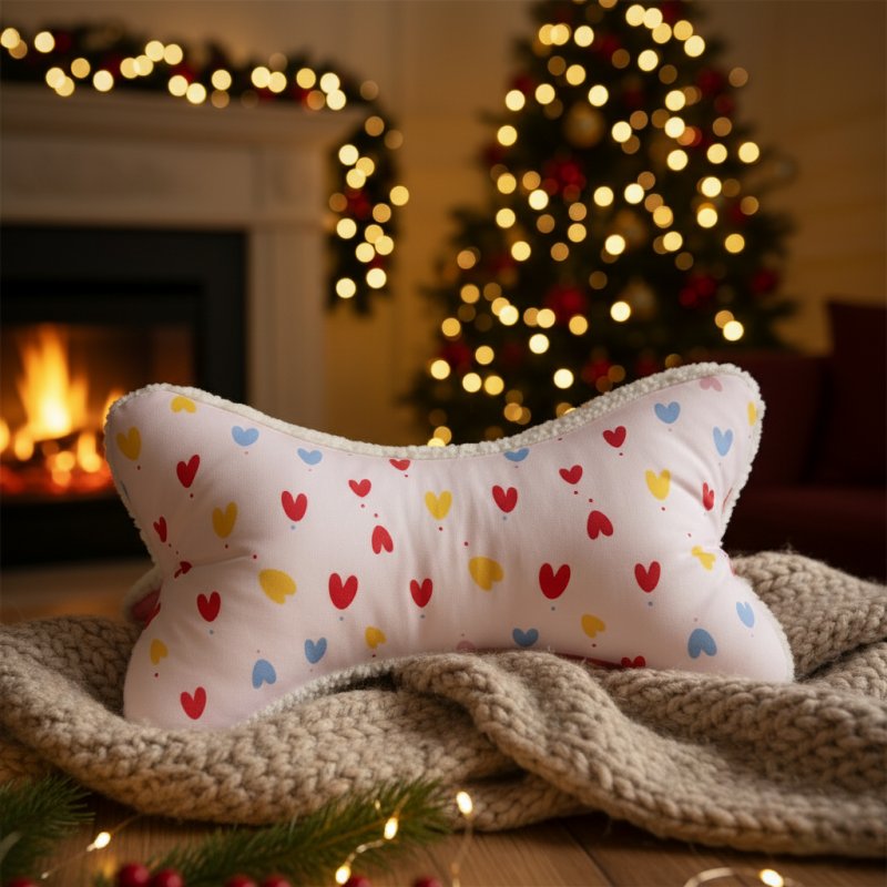 Coussin cale nuque motif coeurs