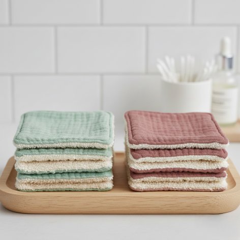 Lingettes démaquillantes lavables en double gaze de coton