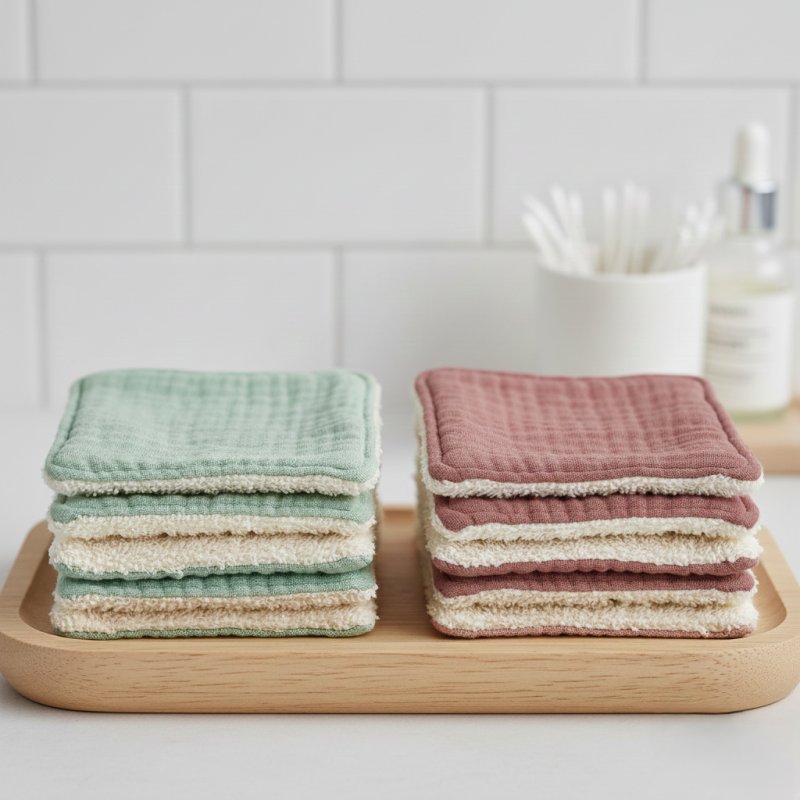 Lingettes démaquillantes lavables en double gaze de coton