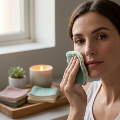 Lingettes démaquillantes lavables en double gaze de coton