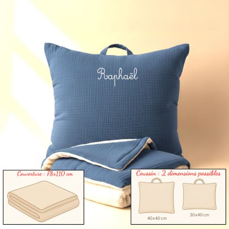 kit sieste maternelle coussin et couverture