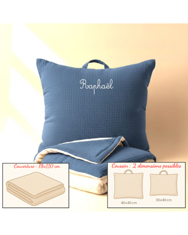 kit sieste maternelle coussin et couverture