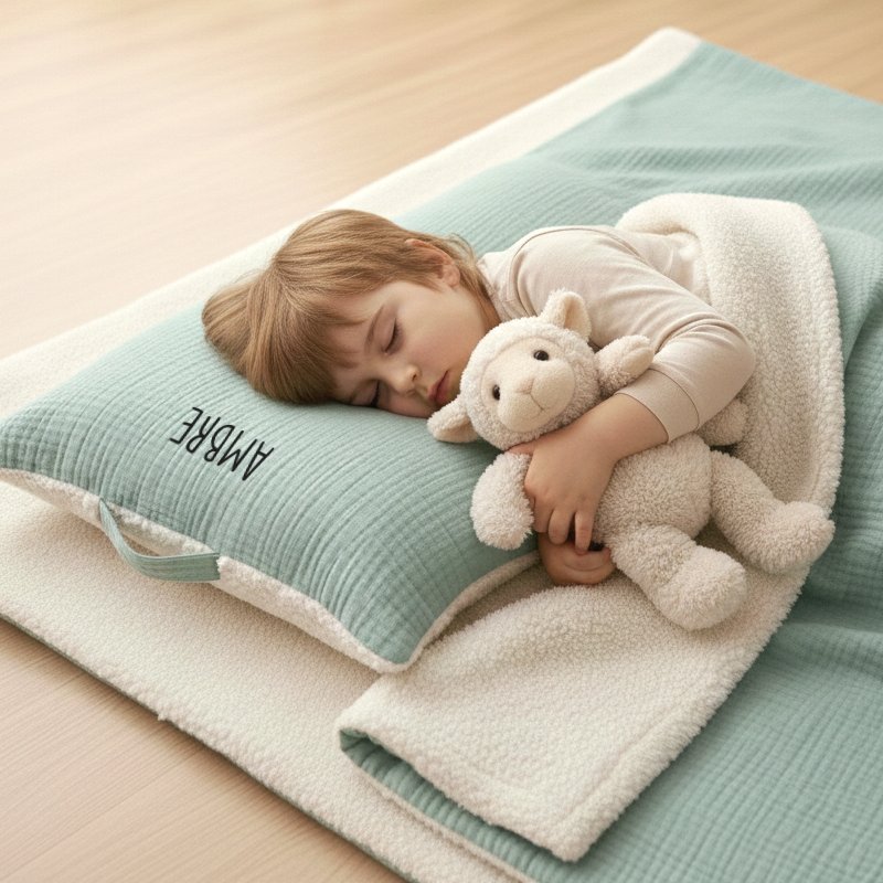 kit sieste école maternelle coussin et couverture
