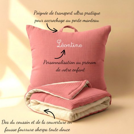 kit sieste maternelle coussin et couverture