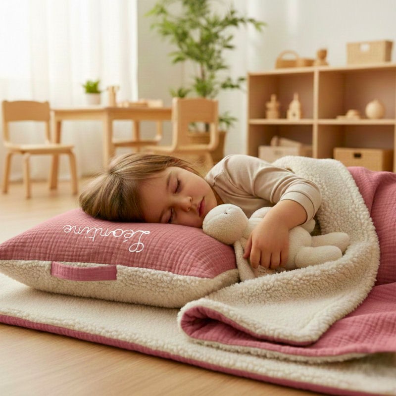 kit sieste maternelle coussin et couverture