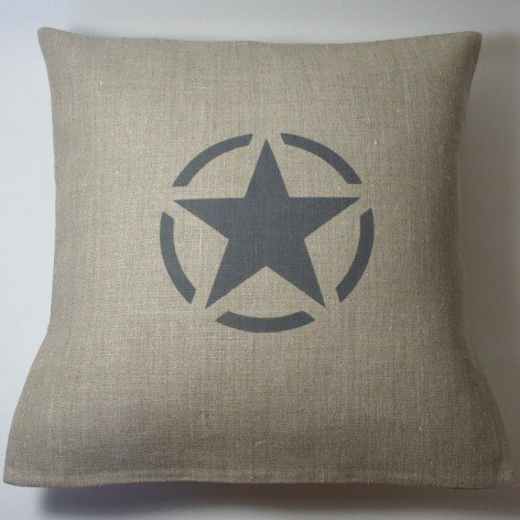 housse coussin lin army 40x40 cm