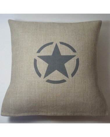 housse coussin lin army 40x40 cm