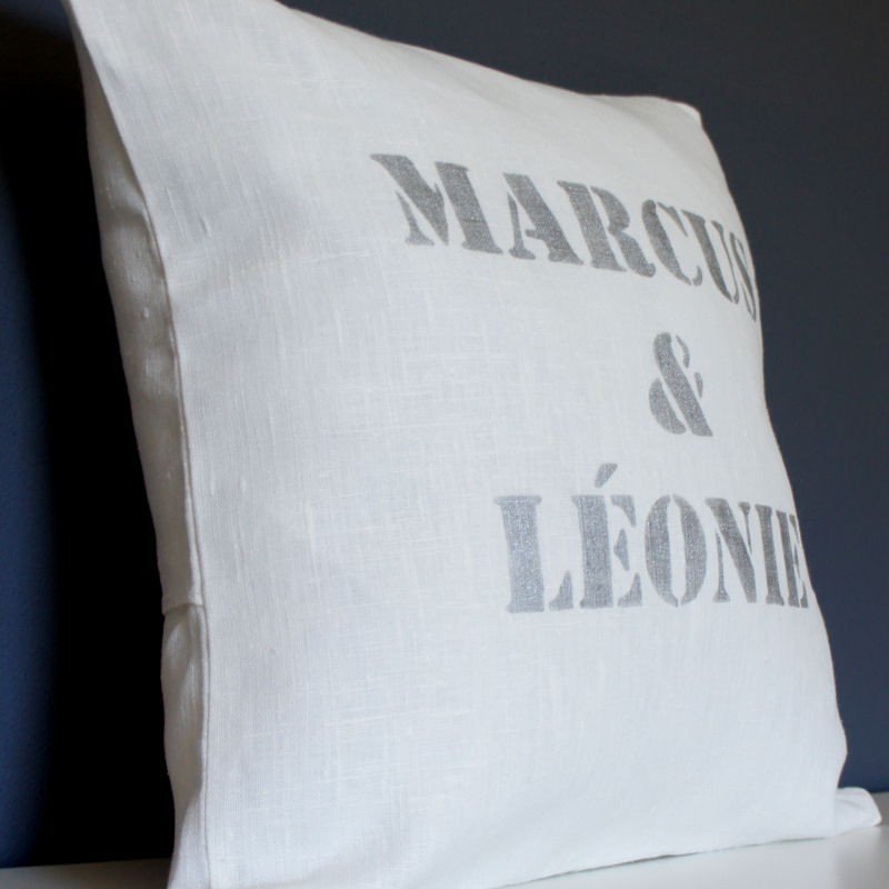 coussin lin personnalisé prénoms