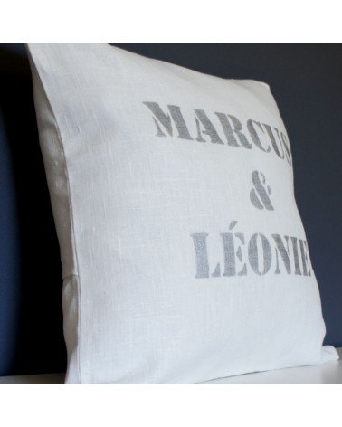 coussin lin personnalisé prénoms
