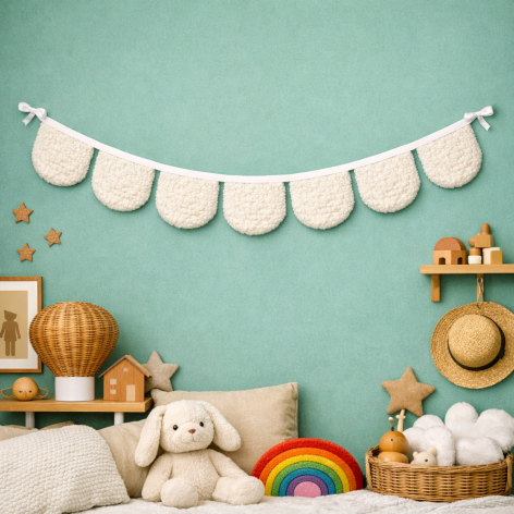 guirlande fanions demi lune en sherpa écru