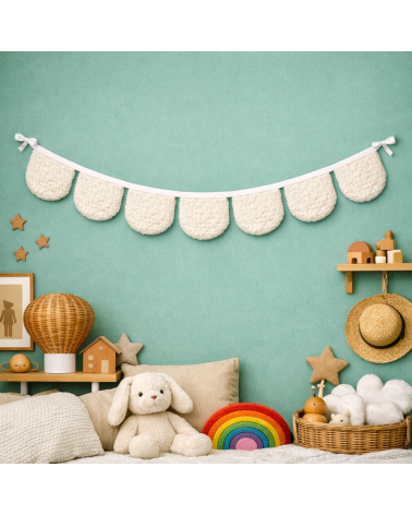 guirlande fanions demi lune en sherpa écru