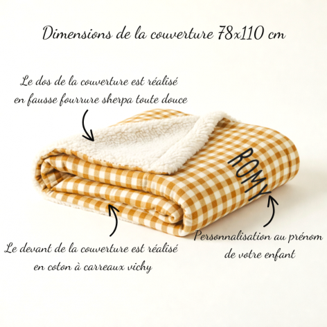 couverture sieste maternelle vichy ocre