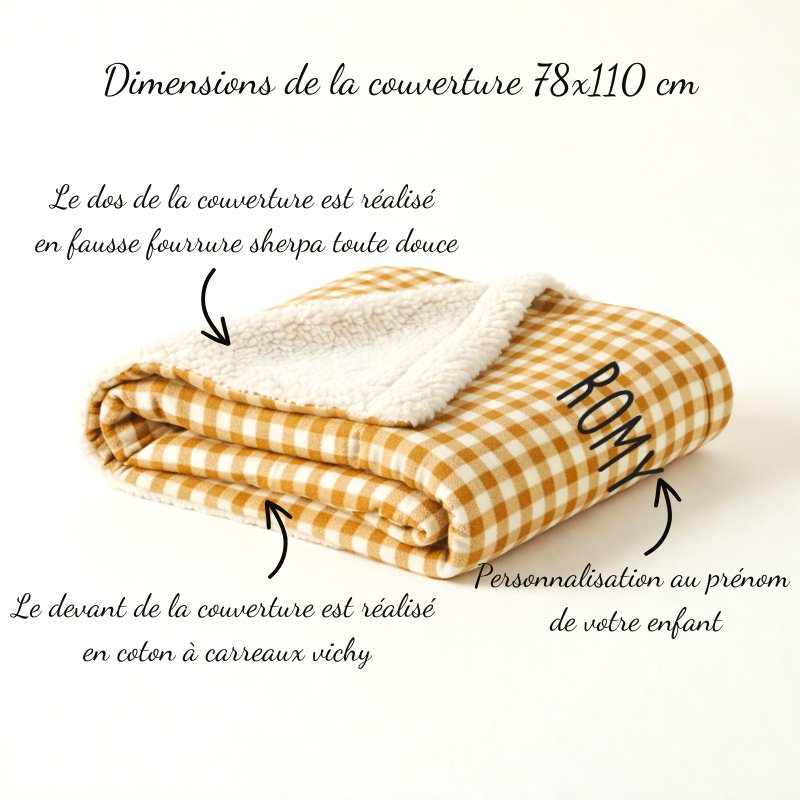couverture sieste maternelle vichy ocre