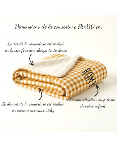 couverture sieste maternelle vichy ocre