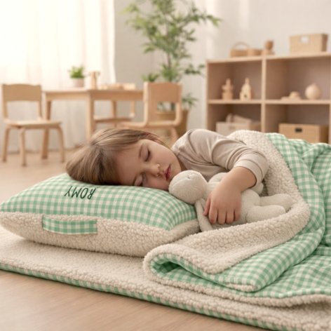 kit sieste école maternelle vichy vert menthe