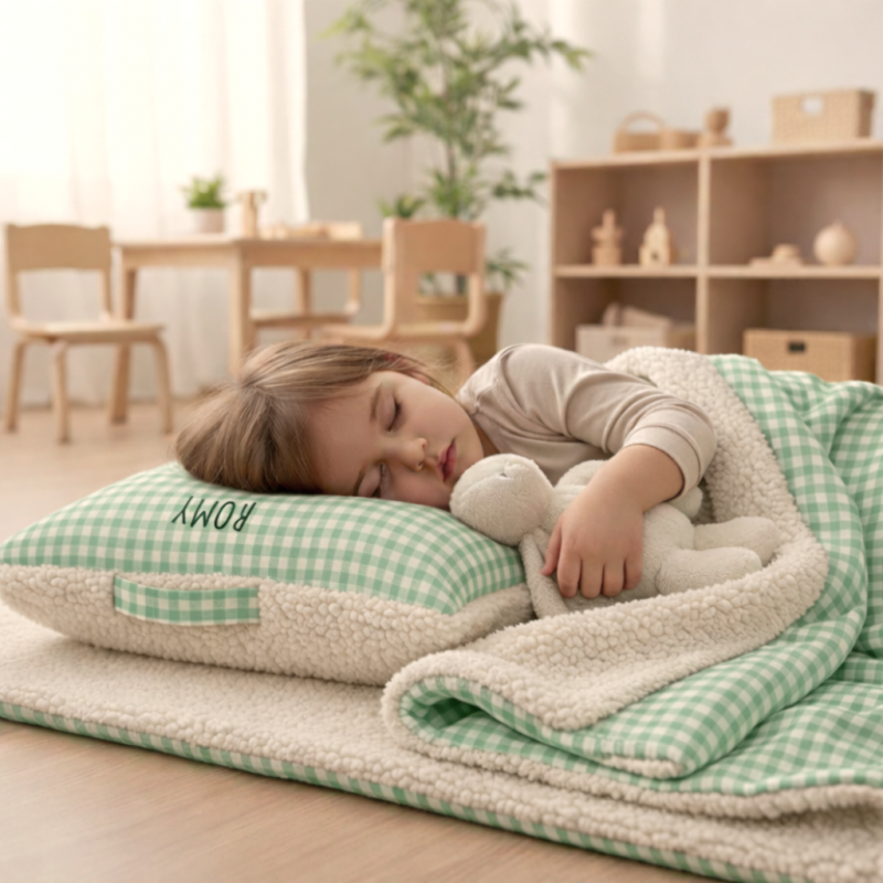 kit sieste école maternelle vichy vert menthe