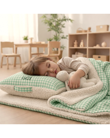 kit sieste école maternelle vichy vert menthe