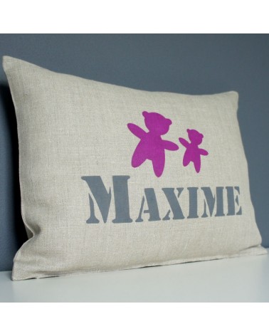 coussin prénom personnalisé bébé, nounours