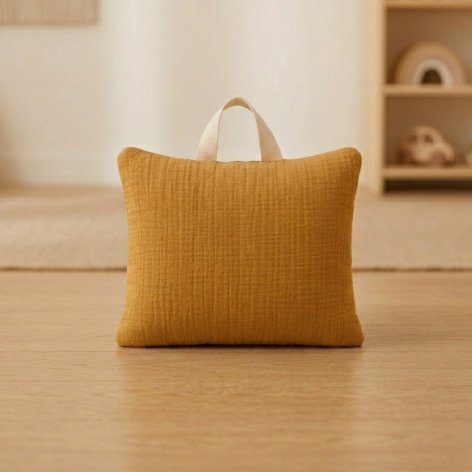 Coussin sieste école maternelle à personnaliser 25x35 cm ocre