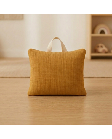 Coussin sieste école maternelle à personnaliser 25x35 cm ocre