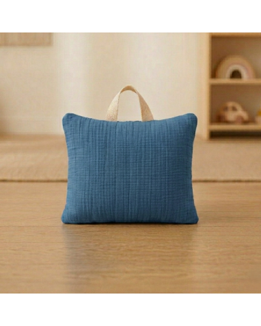 Coussin sieste école maternelle à personnaliser 25x35 cm bleu